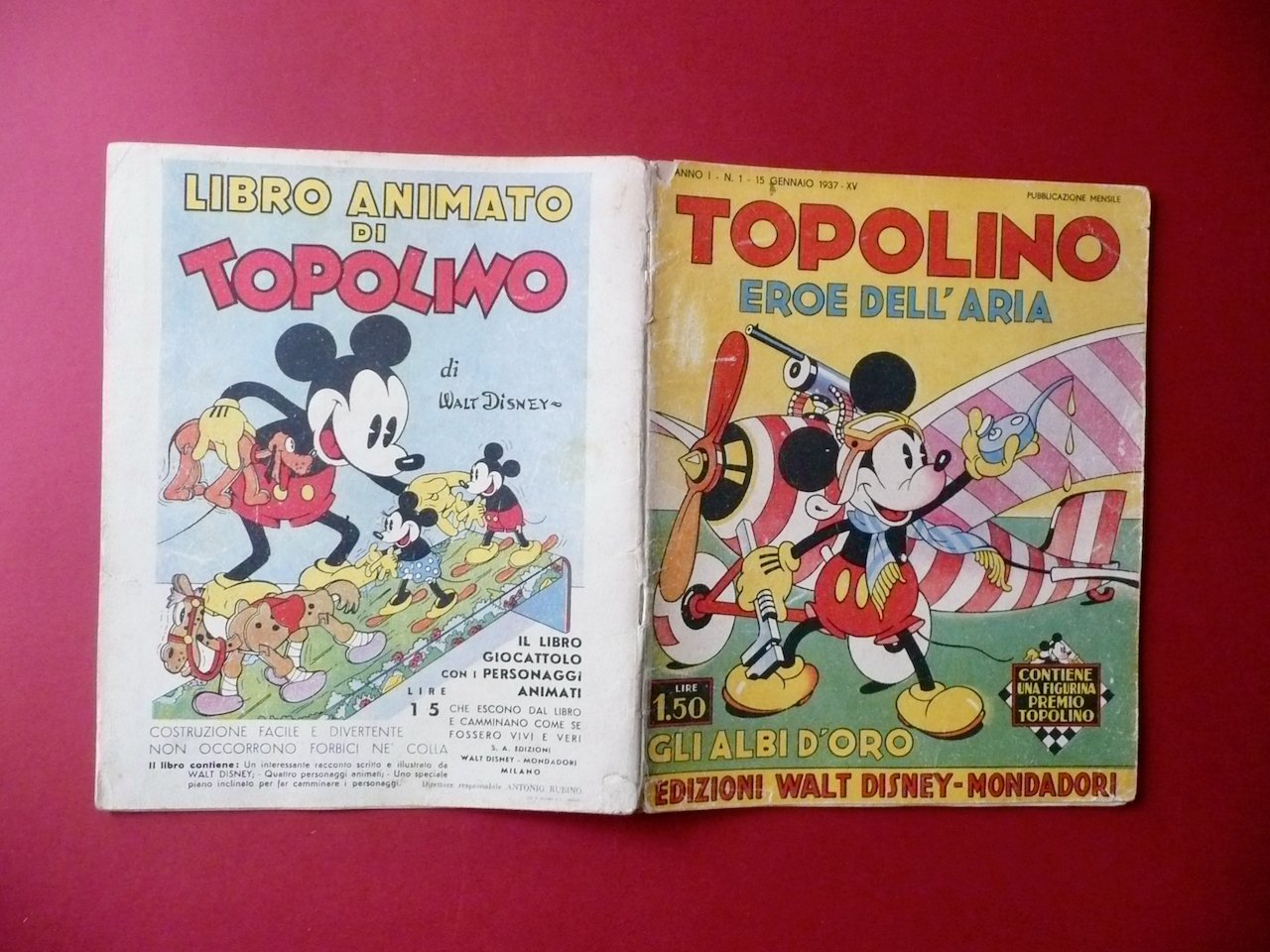 Topolino Eroe dell'Aria Walt Disney Mondadori Albo d'Oro Anno I …