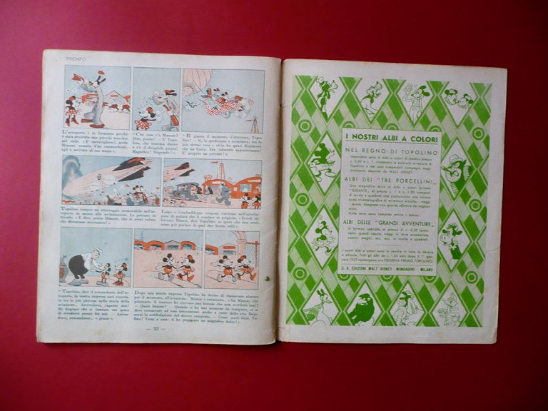 Topolino Eroe dell'Aria Walt Disney Mondadori Albo d'Oro Anno I …