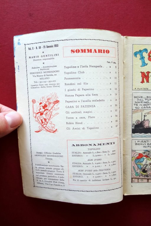 Topolino Walt Disney Vol. X Numero 59 25 Gennaio 1953 …
