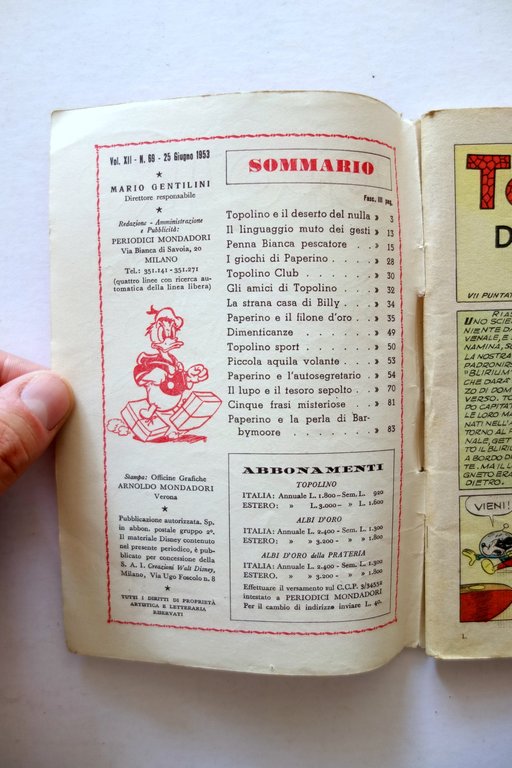 Topolino Walt Disney Vol. XII Numero 69 25 Giugno 1953 … | Immagine Gallery 3