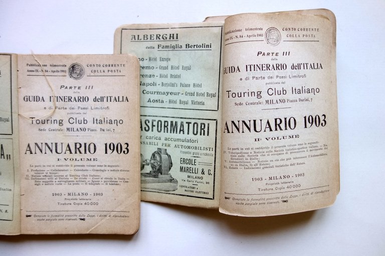 Touring Club Italiano Annuario 1903 Milano 2 Volumi Completo Raro