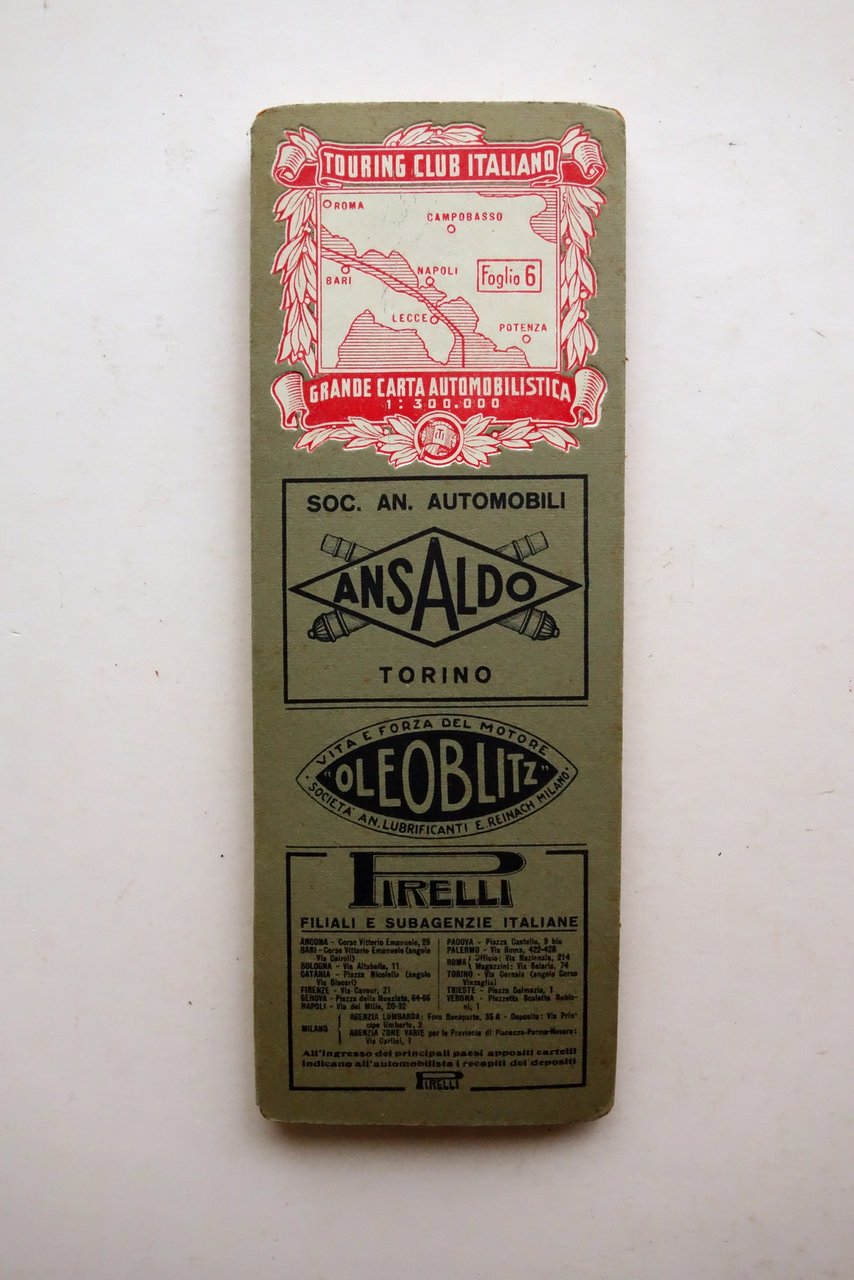Touring Club Italiano Grande Carta Automobilistica Bari Lecce Napoli Matera …