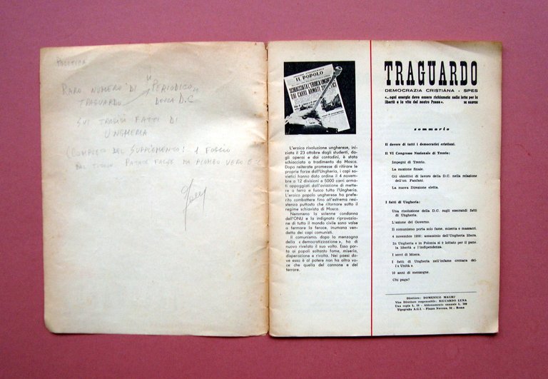 Traguardo D.C. Fatti D'Ungheria Congresso di Trento Novembre 1956 foglio … | Immagine Gallery 2