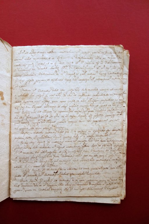 Trattato Manoscritto De Contractibus Liber Secundis Primo '800 Non Completo