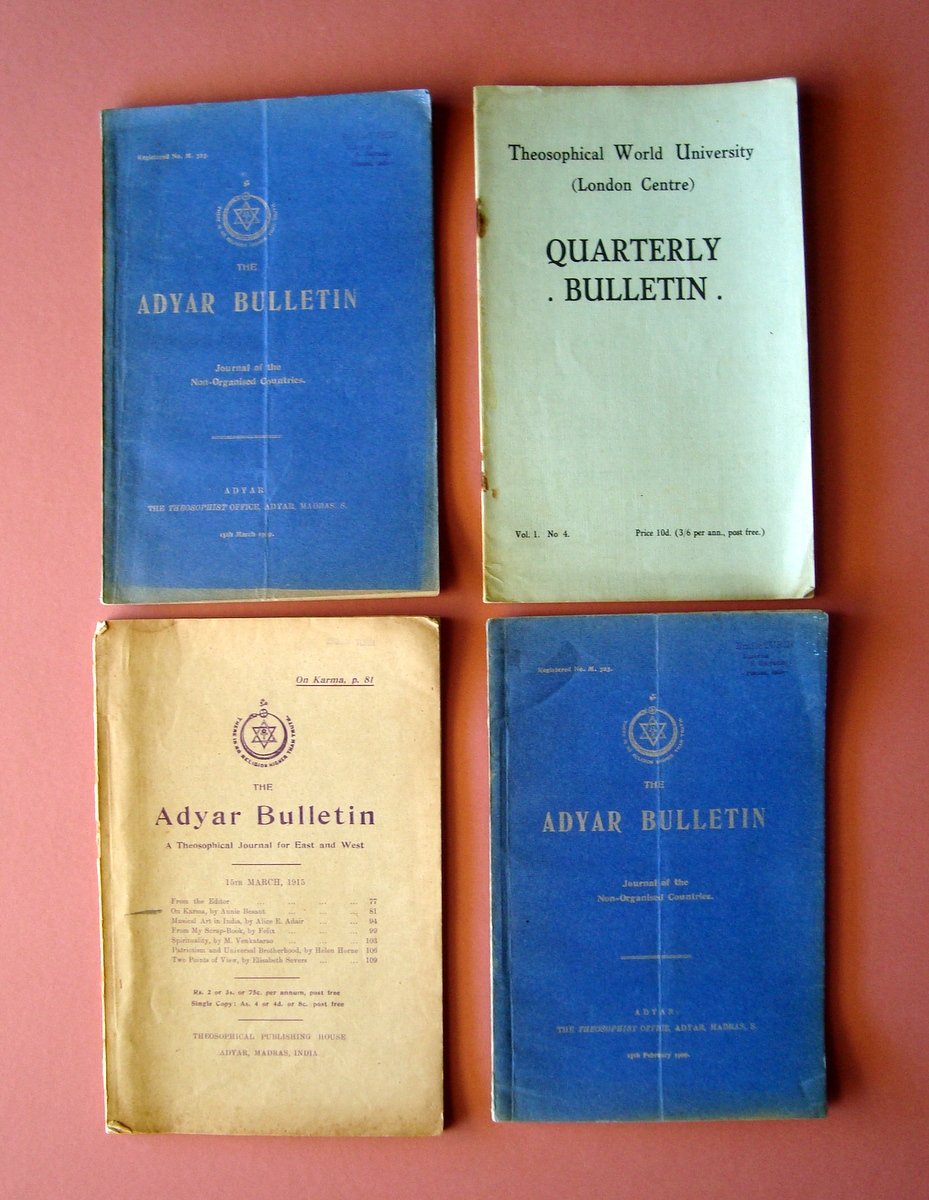 Tre Adyar Bulletin Theosophical 1909 1915 + London Theosophical 1930 …