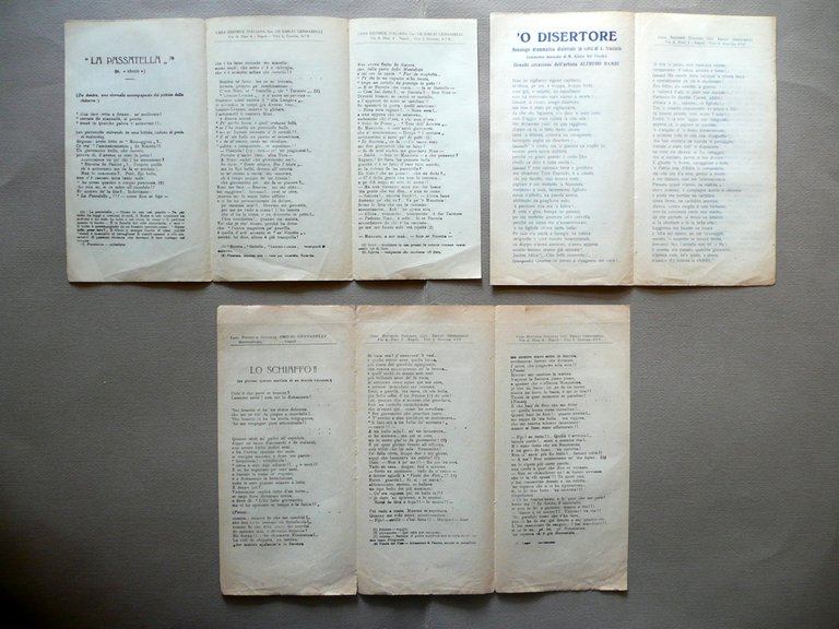 Tre Monologhi Amerigo Giuliani Alfredo Bambi Trusiano Dialetto Napoli 1917