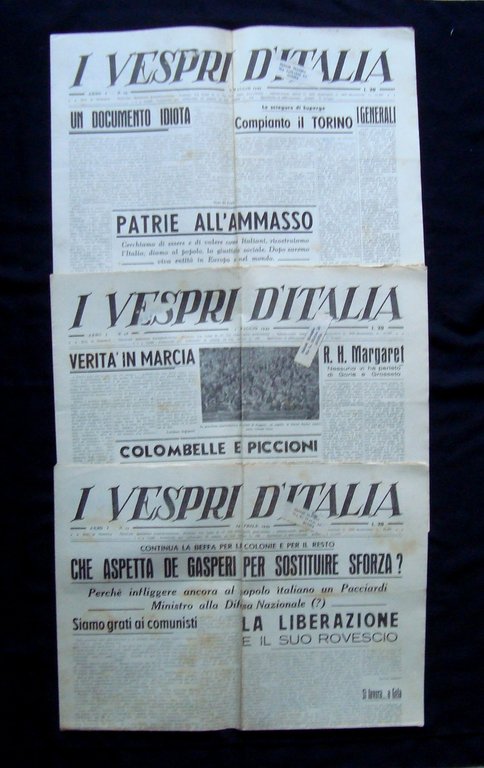 tre numeri I Vespri d'Italia Anno I n 17 18 19 Palermo 1949
