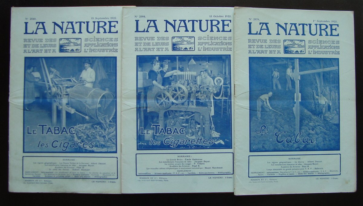 Tre Riviste La Nature N. 2580 2578 2584 1923 Tabacco …