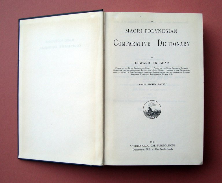 Tregear Edward Maori Polynesian Dictionary 1969 Anthropological Publications