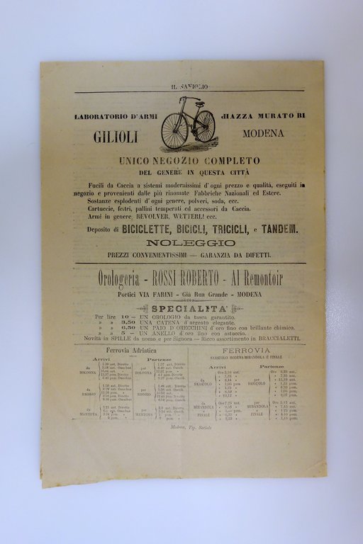 Trionfo del Velocipede Il Naviglio Periodico Modena 25/9/1887 Completo | Immagine Gallery 3