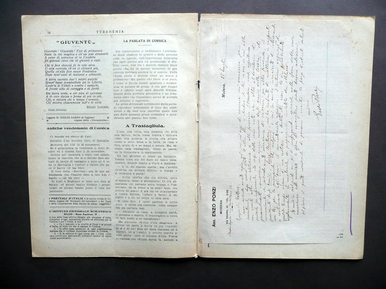 Tyrrhenia Anno I N. 2 Milano Luglio 1925 Sardegna Corsica … | Immagine Gallery 3