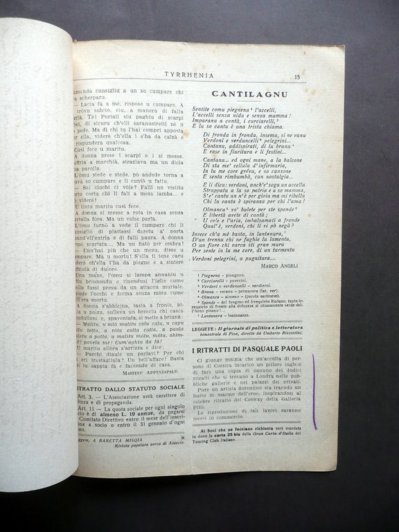 Tyrrhenia Anno I N. 2 Milano Luglio 1925 Sardegna Corsica … | Immagine Gallery 4
