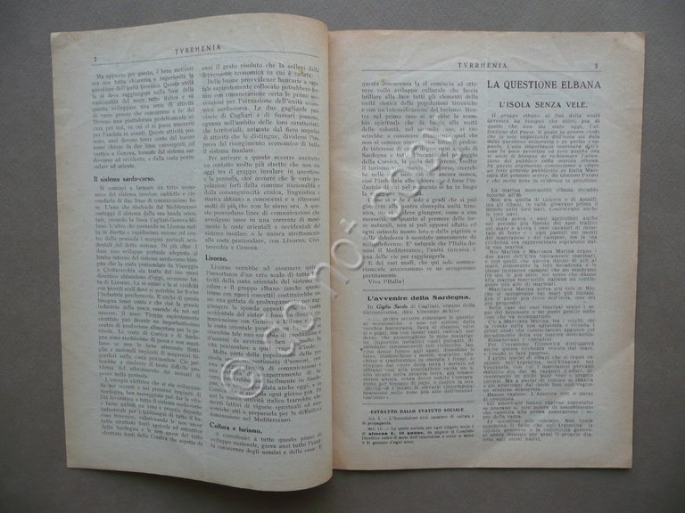 Tyrrhenia Bollettino Anno I N.1 1925 Elba Sistema Sardo Corso … | Immagine Gallery 2
