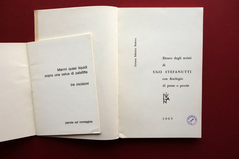 Ugo Stefanutti Elenco degli Scritti Liviana Padova 1965 Poesie Incise …