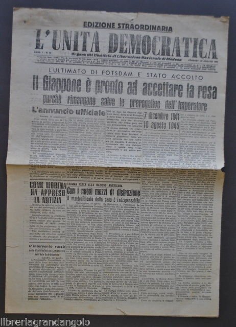 Unit‡ Democratica Guerra Ultimato Potsdam Resa Giappone Atomica 1945 | Immagine principale