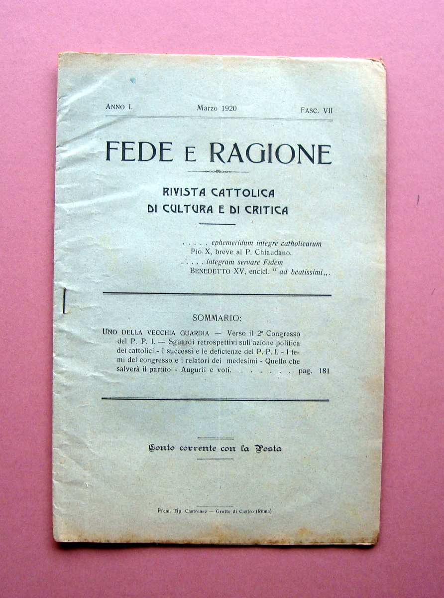 Uno della Vecchia Guardia Fede e Ragione Rivista 1920 N … | Immagine principale