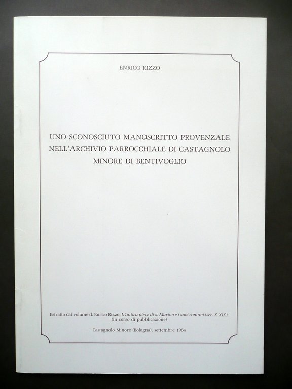 Uno Sconosciuto Manoscritto Provenzale Archivio di Castagnolo Minore Rizzo 1984 | Immagine Gallery 1
