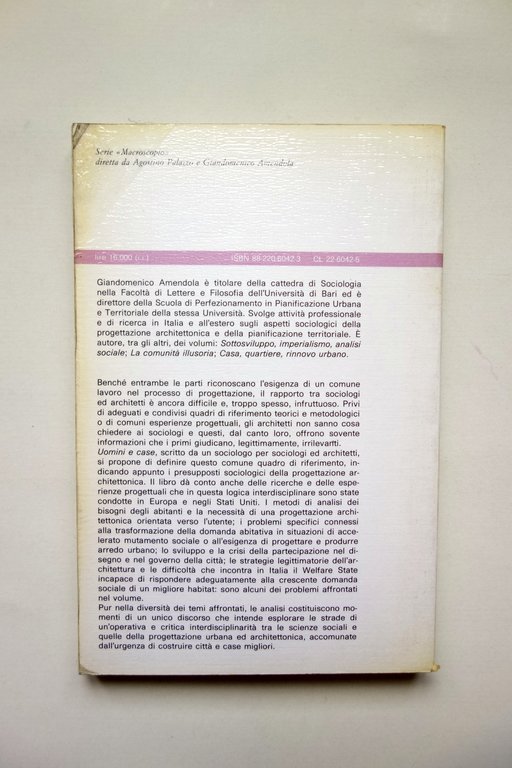 Uomini e Case Presupposti Sociologici della Progettazione Amendola Dedalo 1984