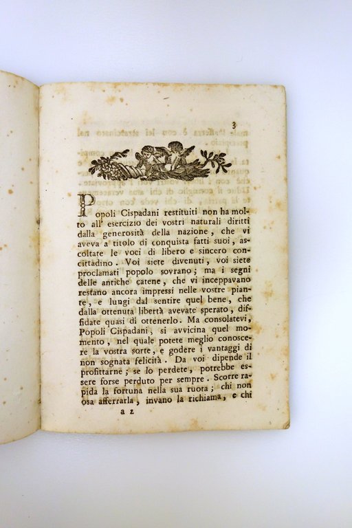 Utile Avviso al Popolo Cispadano P. Pietramellara Bologna 1796 Cispadana …