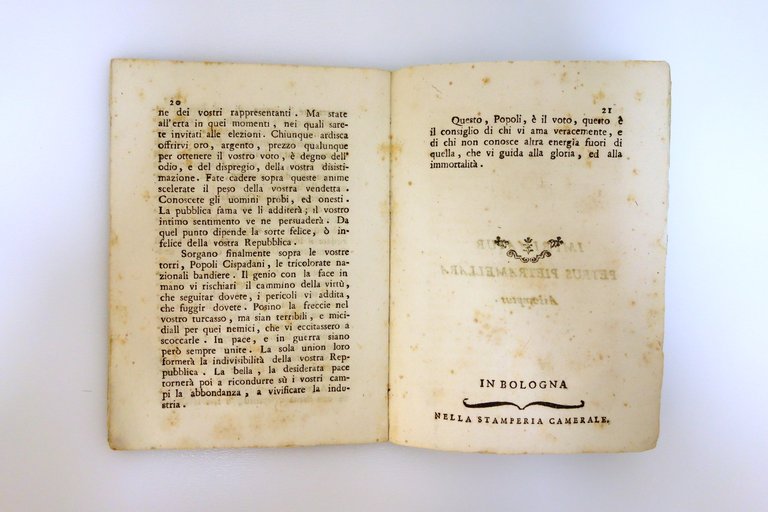 Utile Avviso al Popolo Cispadano P. Pietramellara Bologna 1796 Cispadana …