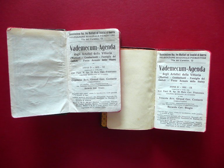 Vademecum Agenda degli Artefici della Vittoria Di Maio Giraud 1931-33 …