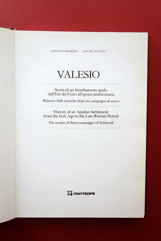 Valesio Storia di un Insediamento Apulo Montedipe 1987 Archeologia