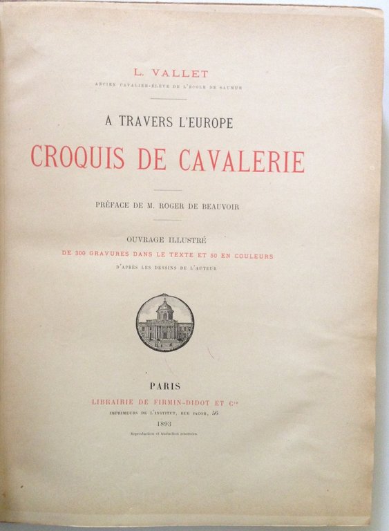 VALLET A TRAVERS L'EUROPE CROQUIS DE CAVALERIE CAVALLERIA FIRMIN DIDOT …