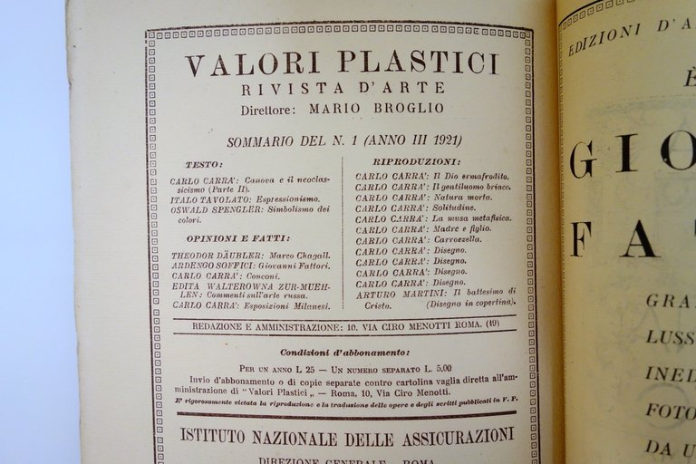 Valori Plastici Rivista d'Arte Anno III Num. 1 Roma 1921 … | Immagine Gallery 3