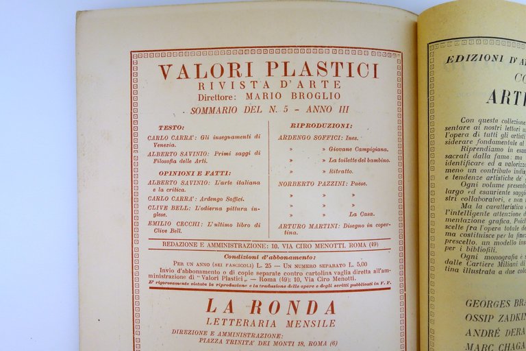 Valori Plastici Rivista d'Arte Anno III Num. 5 Roma 1921 … | Immagine Gallery 3