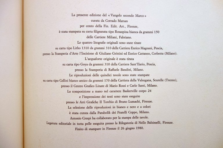 Vangelo Secondo Marco con 15 Tavole di Aligi Sassu Fin. …