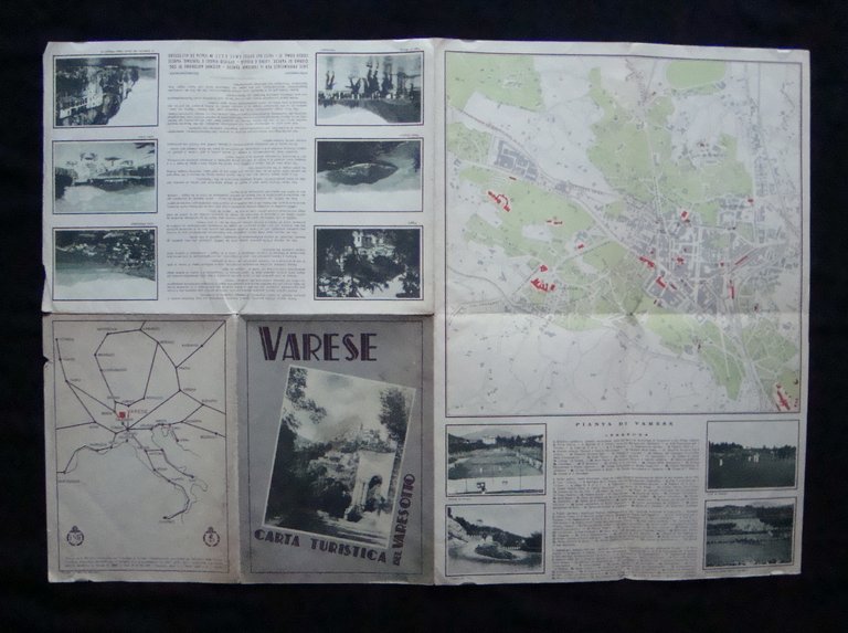 Varese Carta Turistica del Varesotto 1939 Enit Varese Luino Lago Maggiore