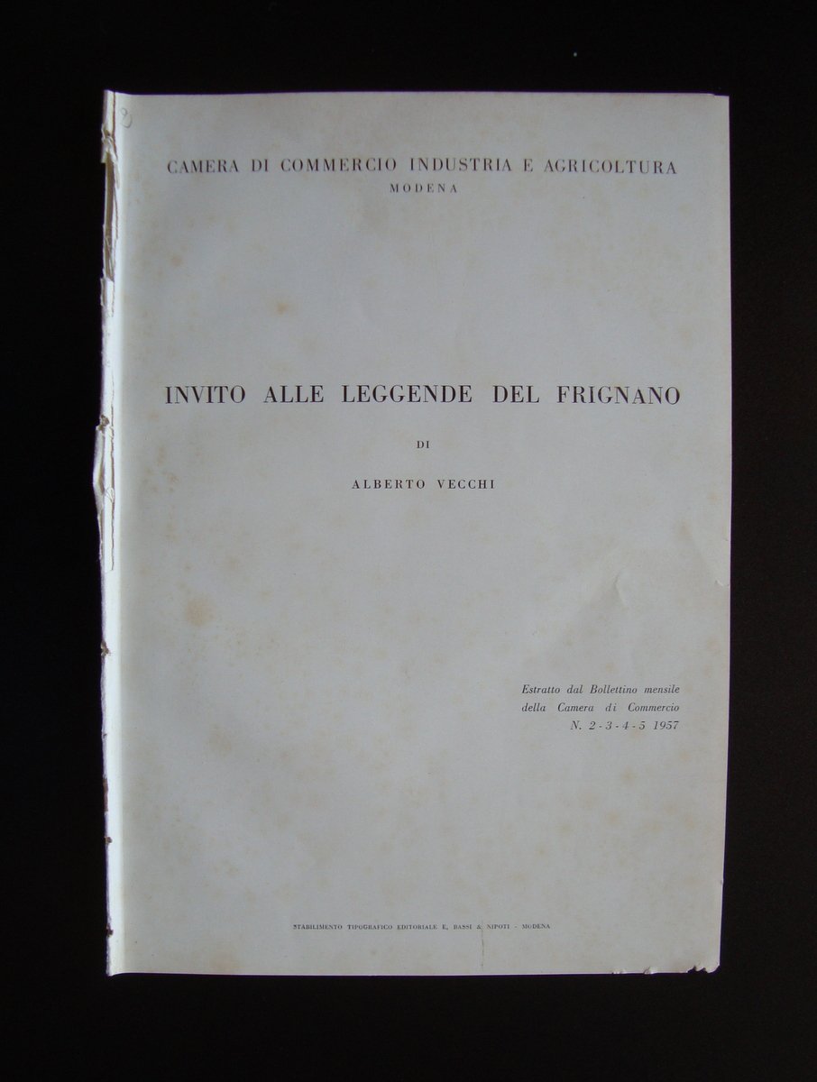 Vecchi Alberto Invito alle leggende del Frignano CCIA Modena 1957 …