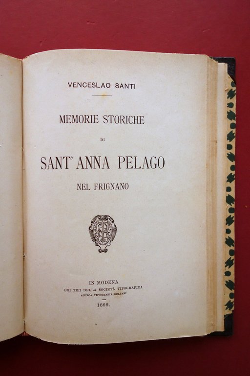 Venceslao Santi Memorie di Samone nel Frignano e di Sant'Anna …