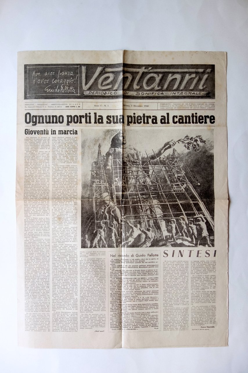 Vent'Anni Anno I Numero 1 Milano 1 Dicembre 1948 MSI …