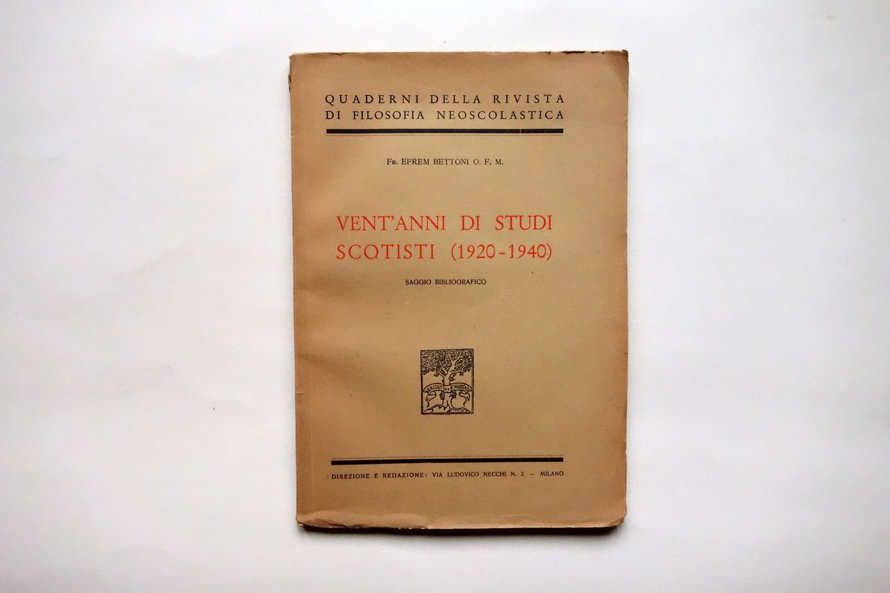 Vent'Anni di Studi Scotisti 1920-40 Saggio Bibliografico Efrem Bettoni 1943 | Immagine principale