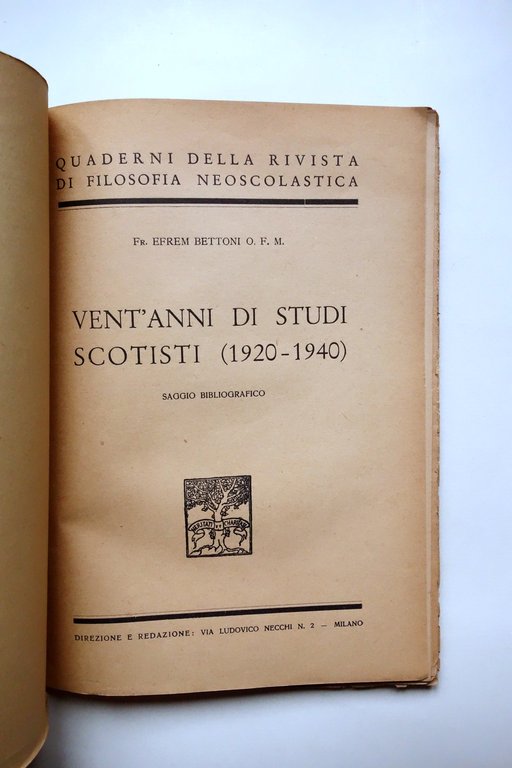 Vent'Anni di Studi Scotisti 1920-40 Saggio Bibliografico Efrem Bettoni 1943 | Immagine Gallery 2