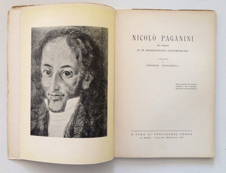 VERNARELLI NICOLO' PAGANINI NEI DISEGNI DI UN IMPRESSIONISTA CONTEMPORANEO GERRA