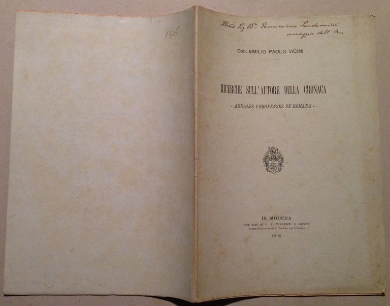 Vicini Ricerche sull'Autore Cronaca Annales Veronenses De Romana Modena 1902 | Immagine Gallery 2