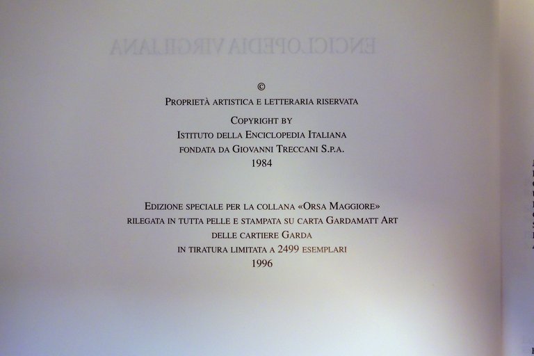 VIRGILIO Enciclopedia Virgiliana Treccani Roma 1996 6 Volumi Completo