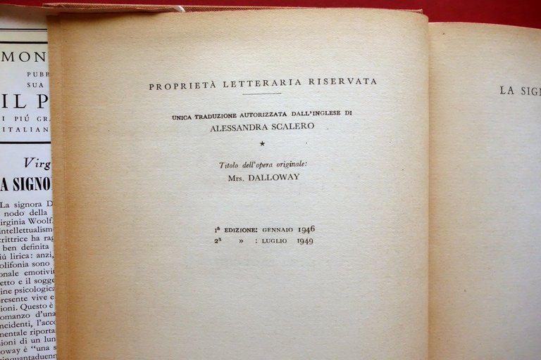 Virginia Woolf La Signora Dalloway Illustrazioni Broggini Mondadori 1949 2∞ …