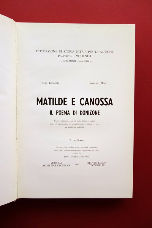 Vita Mathildis Matilde e Canossa Donizone Aedes Muratoriana Tecnograf 1997