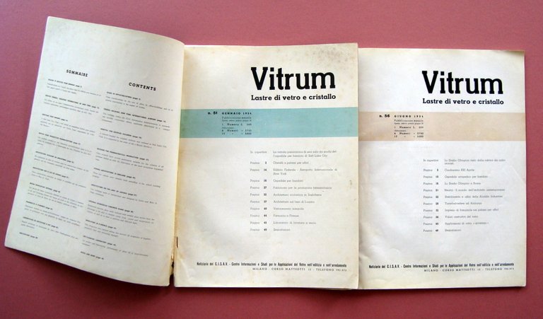 Vitrum 2 numeri rivista n 51 56 1954 vetro cristallo …