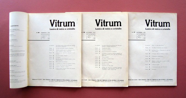 Vitrum 3 numeri rivista n 28 36 37 1952 vetro …