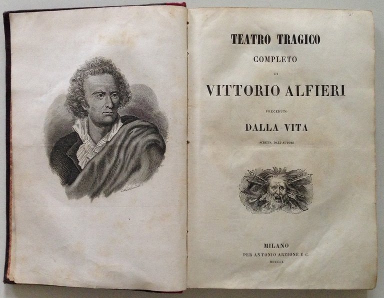 Vittorio Alfieri Vita e Tragedie Teatro Tragico Completo Milano 1850