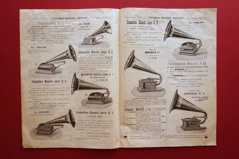 Vittorio Bonomi Milano Catalogo Fonografi Grammofoni Rivoltelle Binocoli 1904 | Immagine Gallery 3