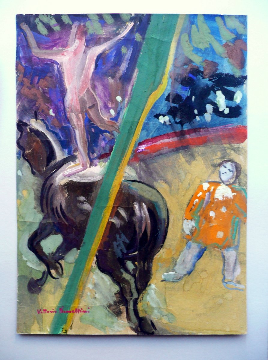 Vittorio Nomellini Il Circo Tempera Arte Pittura Novecento Firmata Originale
