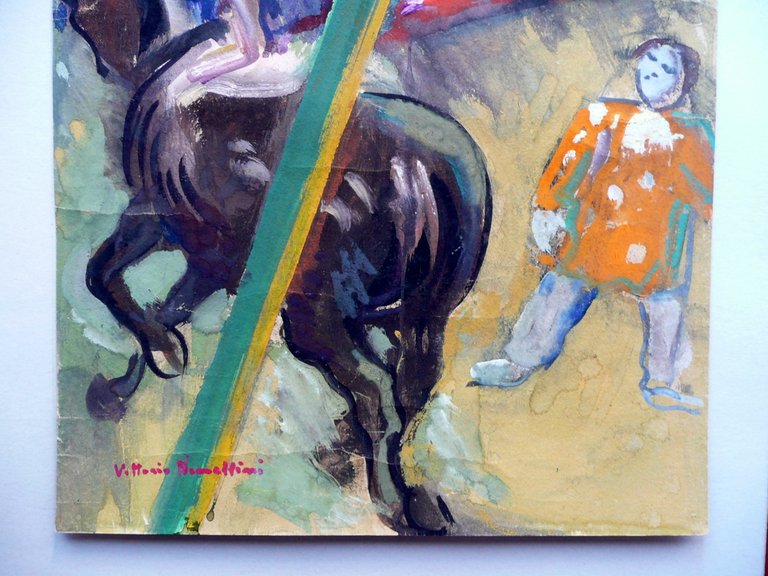 Vittorio Nomellini Il Circo Tempera Arte Pittura Novecento Firmata Originale