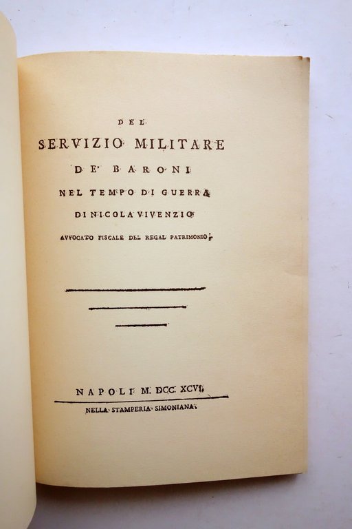 Vivenzio del Servizio Militare dei Baroni Minutolo Riflessioni sul Vivenzio …