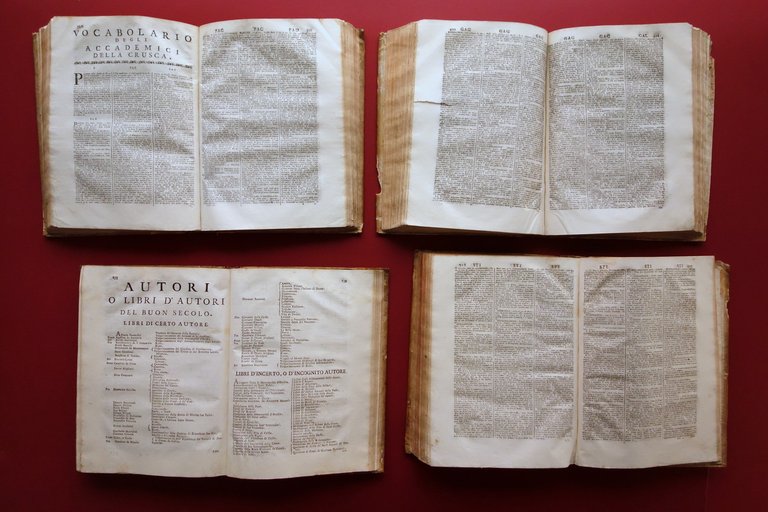 Vocabolario degli Accademici della Crusca Pitteri Venezia 1763 4 Volumi