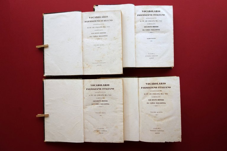 Vocabolario Parmigiano Italiano Carlo Malaspina Carmignani Parma 1856-59 4 Tomi